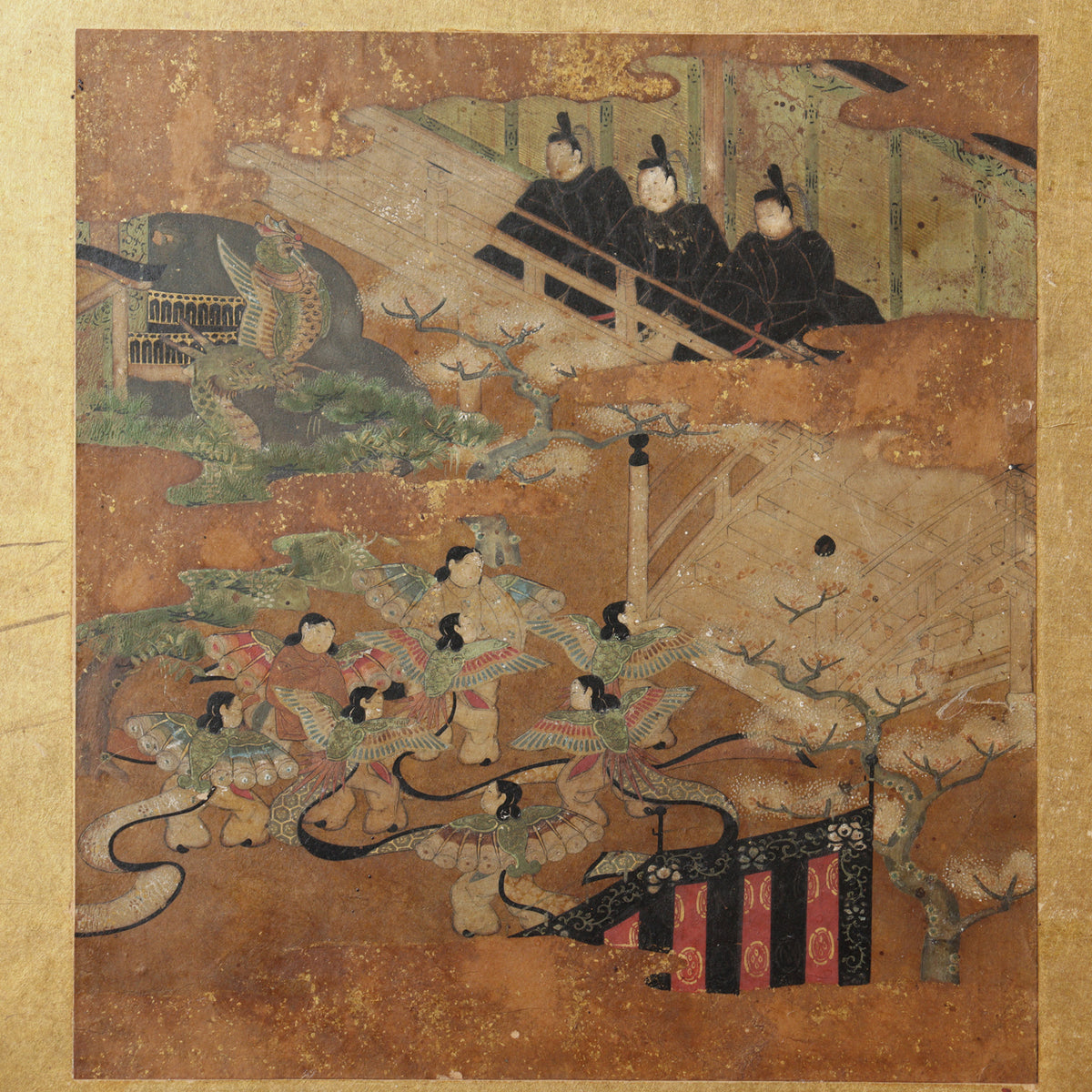 F▽屏風 扇面 まくり 貼り付け 色紙 和歌 掛け軸 六曲一隻 (30678) F