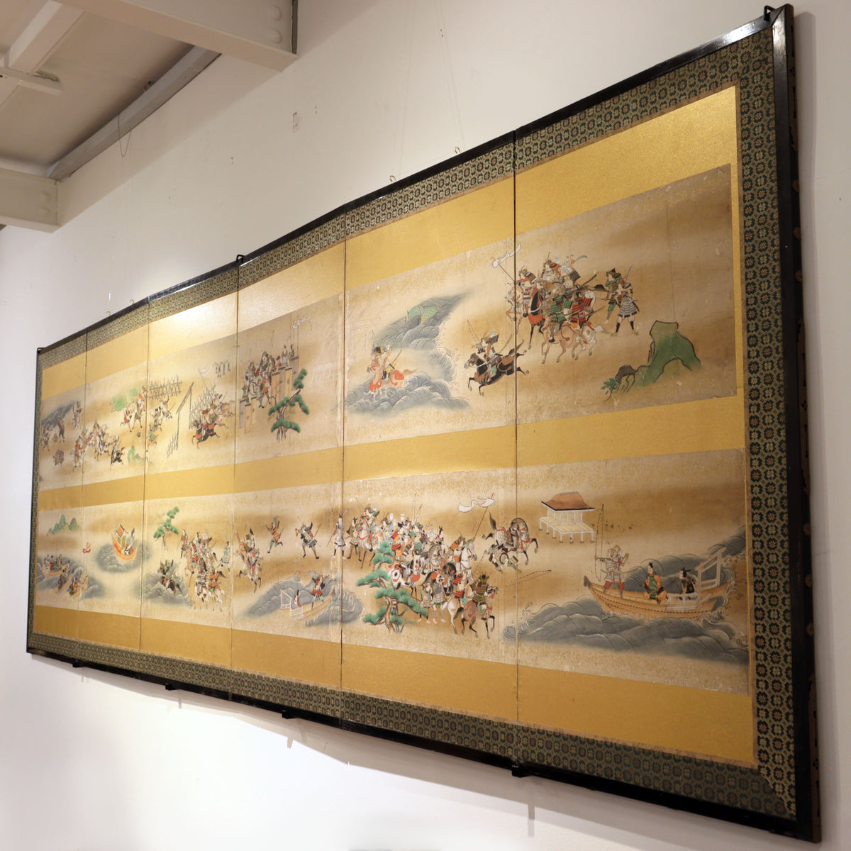 江戸後期 六曲屏風（6扇）画家コラージュ絵画 江戸後期 六曲屏風（6扇）画家コラージュ絵画 美術品・アンティーク