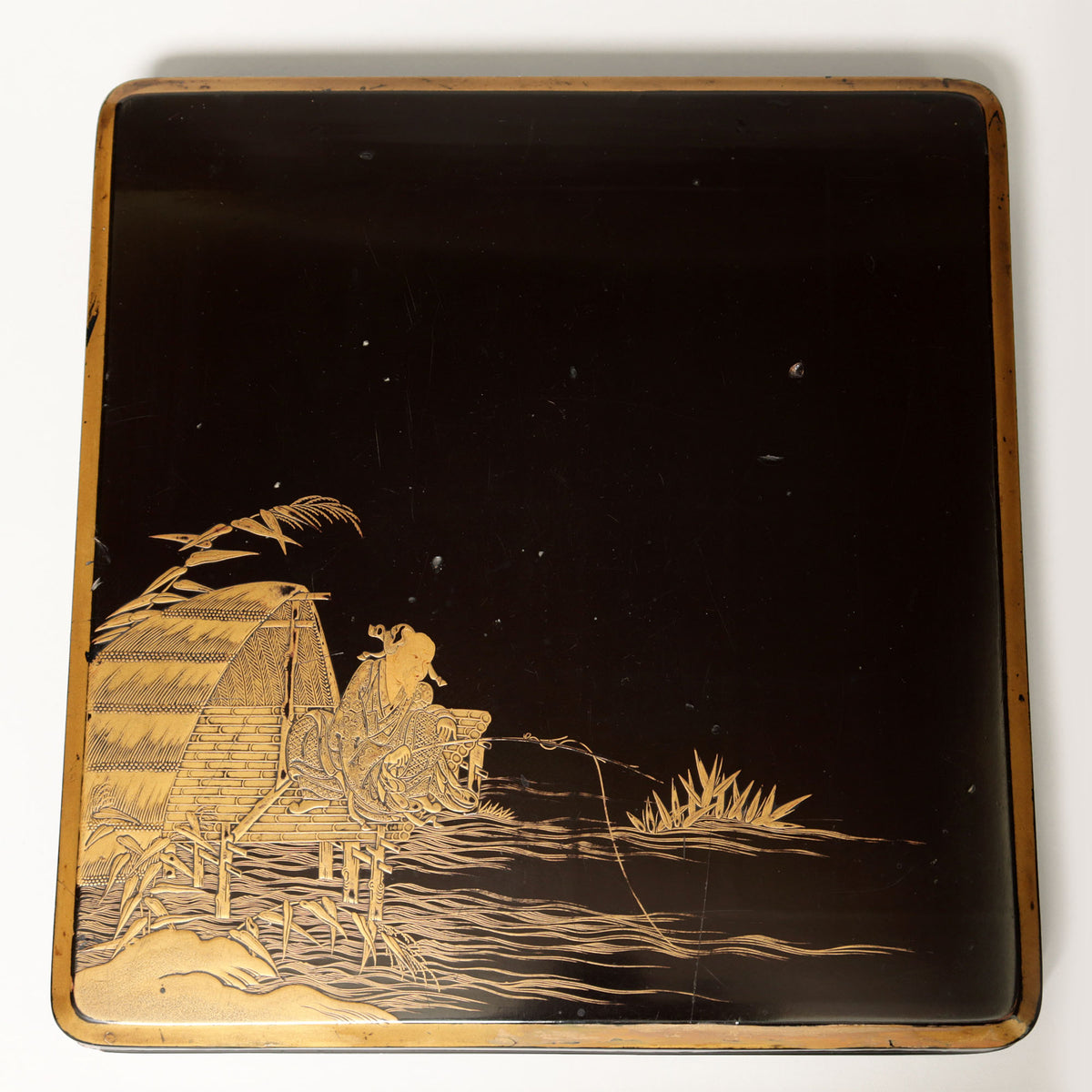 太公望蒔絵硯箱[k0573]【Lacuerd ink stone box design of TAIKŌBŌ