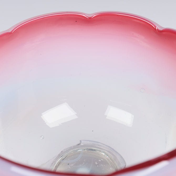 赤花縁碗型氷コップ   [IZ775]