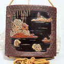 山水色漆塗印籠【INRO (Medicine case), Chinese style landscape design】[k0580]