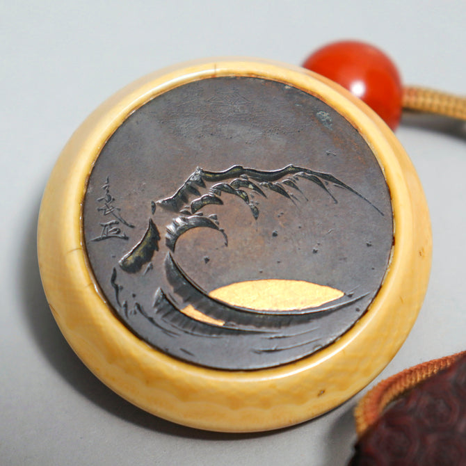 山水色漆塗印籠【INRO (Medicine case), Chinese style landscape design】[k0580]