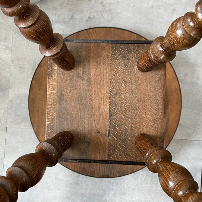 飛騨産業 サイドテーブル　丸テーブル（ キツツキマーク ）【Small table made by Hida Sangyo】[f0299]