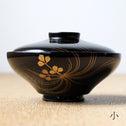 ◆送料無料◆蝋色塗芹蒔絵 吸物椀と隅切膳 各大小の五客揃 （計20点）　[L0008]