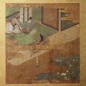 色紙貼交金枕屏風【Small golden folding screen】　[k0586]