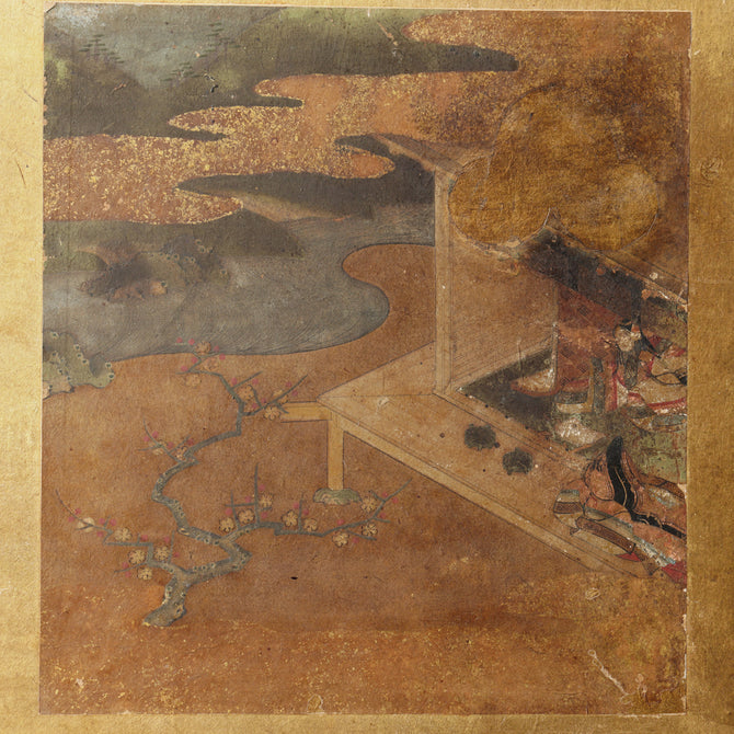 色紙貼交金枕屏風【Small golden folding screen】　[k0586]