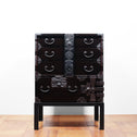 時代箪笥／黒塗庄内閂付小箪笥　スタンド付き【Small chest with metal stand】 [j1205]　Japanese Antique Furniture