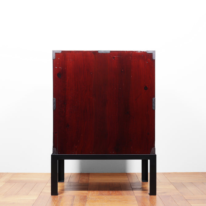 時代箪笥／黒塗庄内閂付小箪笥　スタンド付き【Small chest with metal stand】 [j1205]　Japanese Antique Furniture