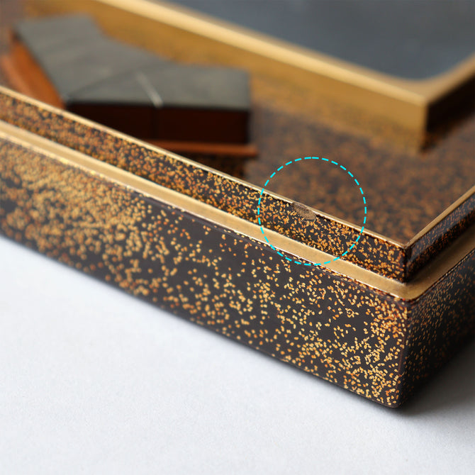平目地蒔絵七夕梶の葉流し硯箱【SUZURIBAKO (inkstone case) with TANABATA design 】[k0608]