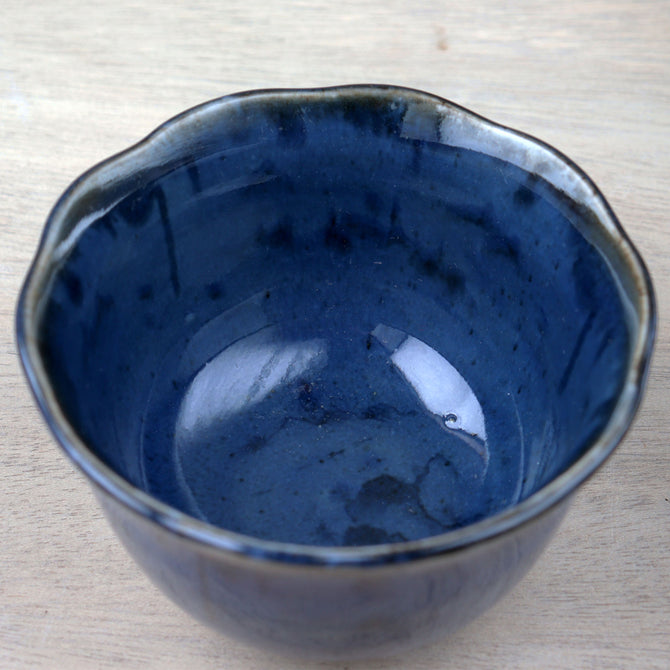 瑠璃釉山水図向付五客　【Blue glazed MUKOUZUKE 5pcs】[p0356]