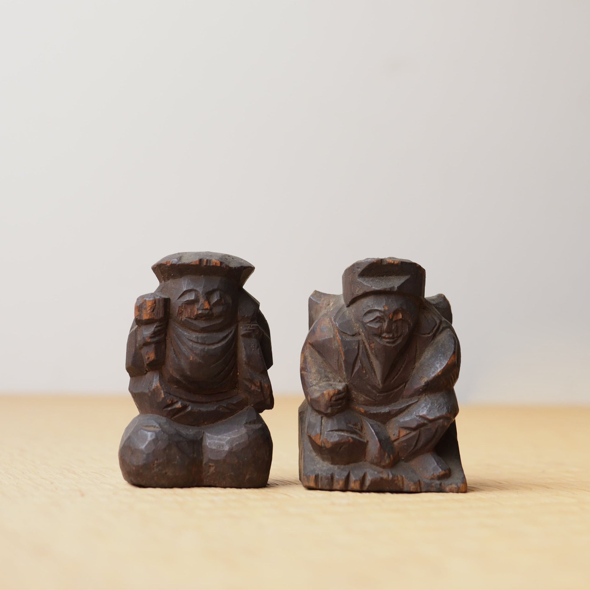 奈良一刀彫　恵比寿大黒(エビス、ダイコク) 木彫恵比寿大黒 / Wooden Statues of Ebisu & Daikoku - OKURA