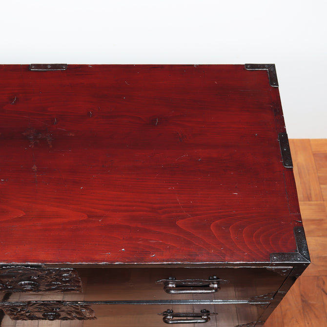 黒塗庄内衣裳箪笥 スタンド付き【Shonai clothing chest with metal stand】[j1117]