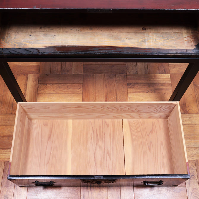 黒塗庄内衣裳箪笥 スタンド付き【Shonai clothing chest with metal stand】[j1118]