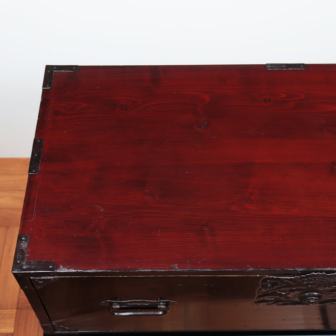 黒塗庄内衣裳箪笥 スタンド付き【Shonai clothing chest with metal stand】[j1118]
