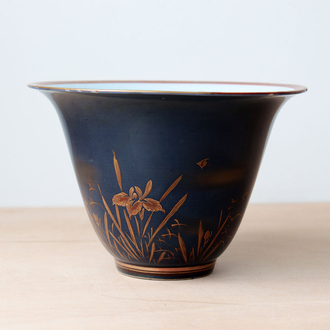 九谷菖蒲図盃洗　　【OLD KUTANI  Bowl】[p0360]