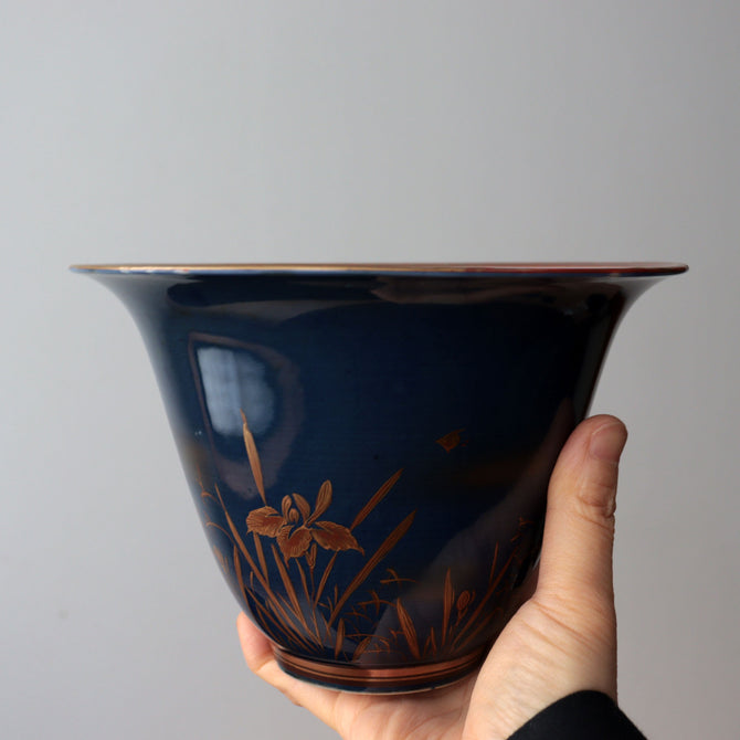 九谷菖蒲図盃洗　　【OLD KUTANI  Bowl】[p0360]