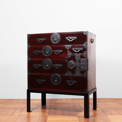 米沢桜覆輪小箪笥　スタンド付き【Yonezawa small chest with metal stand】 [j1129]