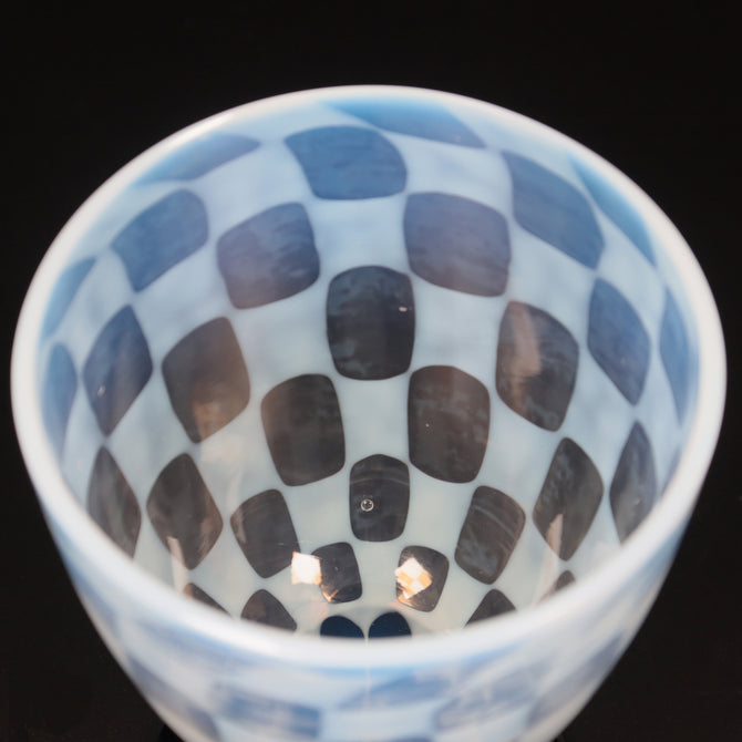 市松文あぶり出しなつめ型氷コップ  [g020]