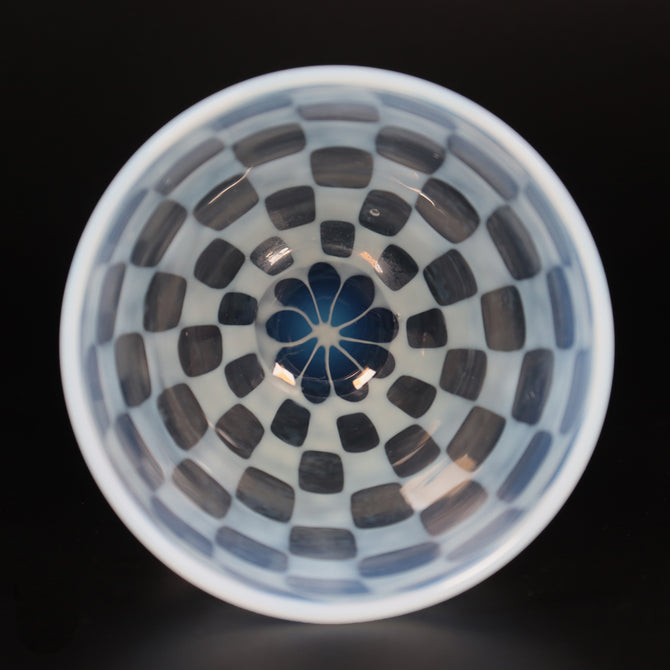 市松文あぶり出しなつめ型氷コップ  [g020]