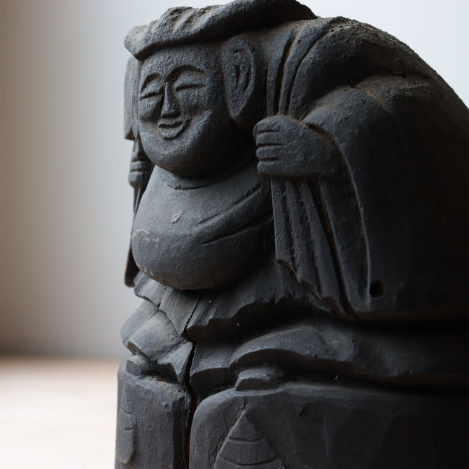 ◆ご商談中 - Sales pending◆木彫 恵比寿様大黒様【EBISU and DAIKOKU wood statue 】 [s1490]