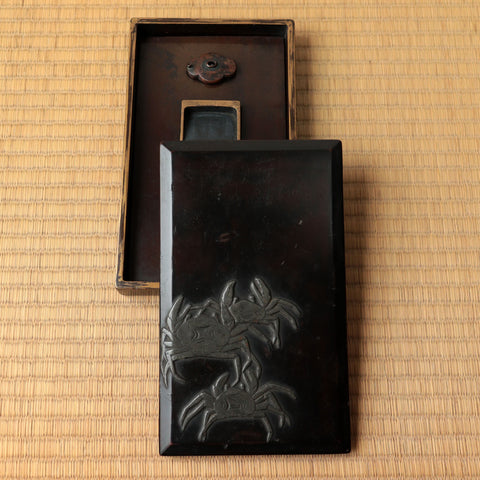 蟹硯箱[k0614]【 Inkstone Box with Crab Design】