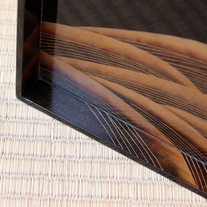 苫船水千鳥　硯蓋【Suzuributa tray with Tomabune boat and Chidori plovers 】[k0615]