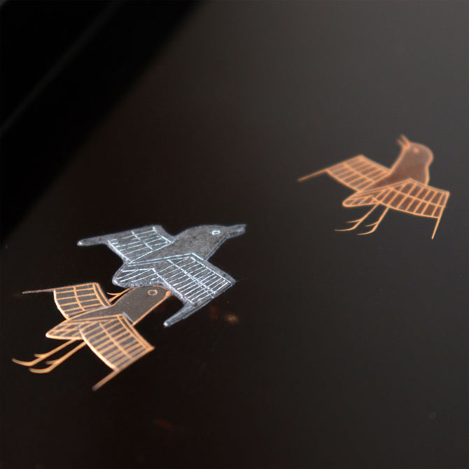 苫船水千鳥　硯蓋【Suzuributa tray with Tomabune boat and Chidori plovers 】[k0615]