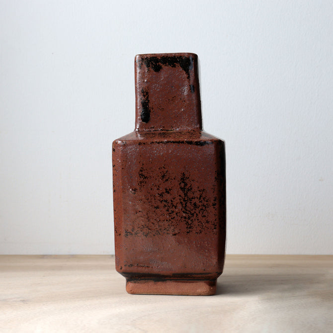 益子 角壷　白石蒋 作【 Square pot by Takashi Shiraishi 】 [k0617]