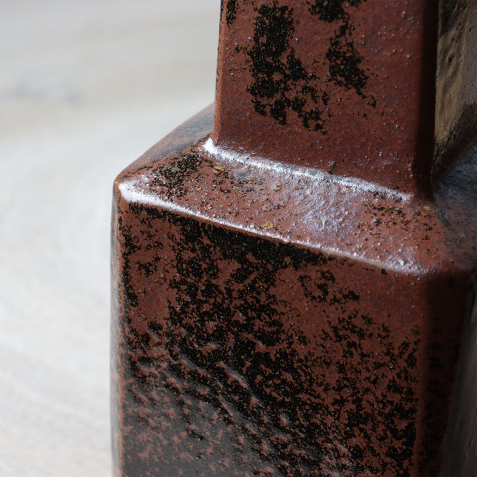益子 角壷　白石蒋 作【 Square pot by Takashi Shiraishi 】 [k0617]