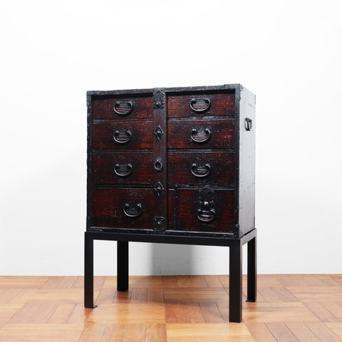 時代箪笥／閂付小箪笥　スタンド付き【Small chest with metal stand】 [j1110]　Japanese Antique Furniture