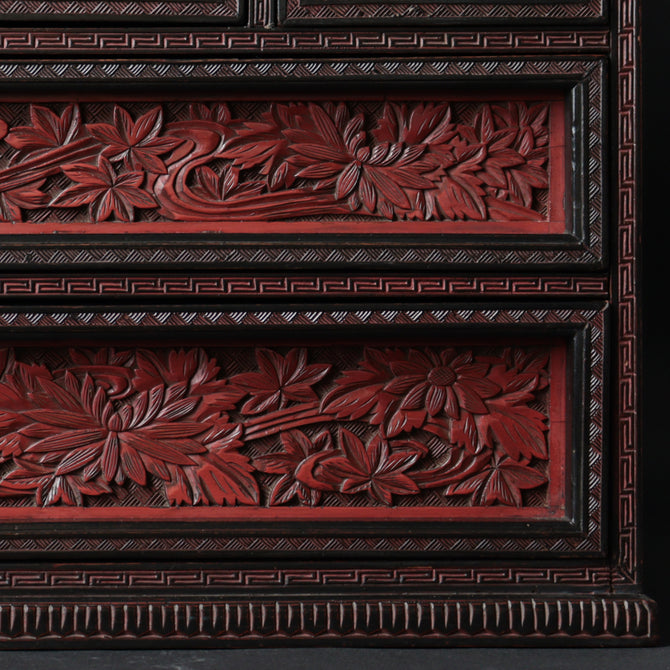 木彫堆朱小抽斗【Small carved wood lacquered chest 】 [k0620]　Japanese  Furniture