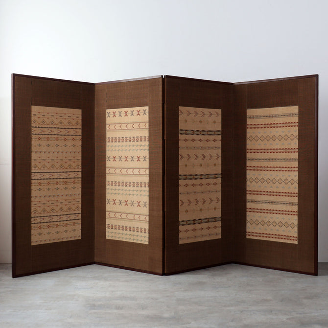 縫取織屏風[k0593]【Textile folding screen】