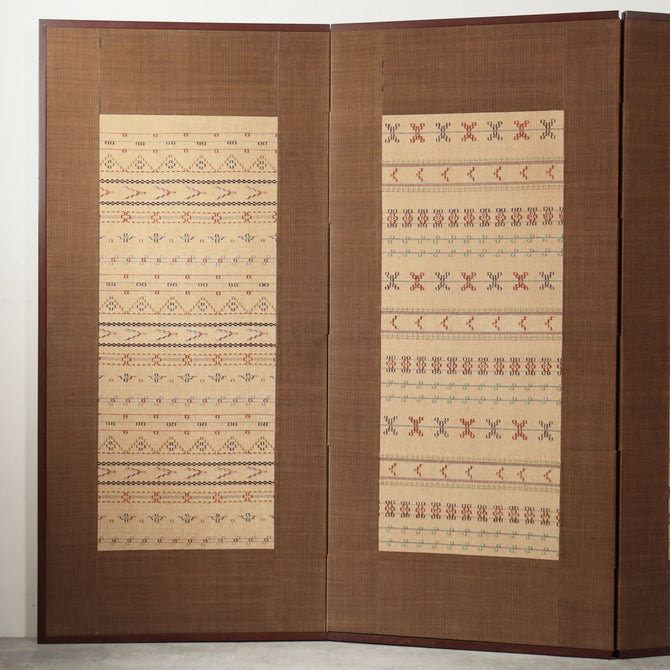 縫取織屏風[k0593]【Textile folding screen】