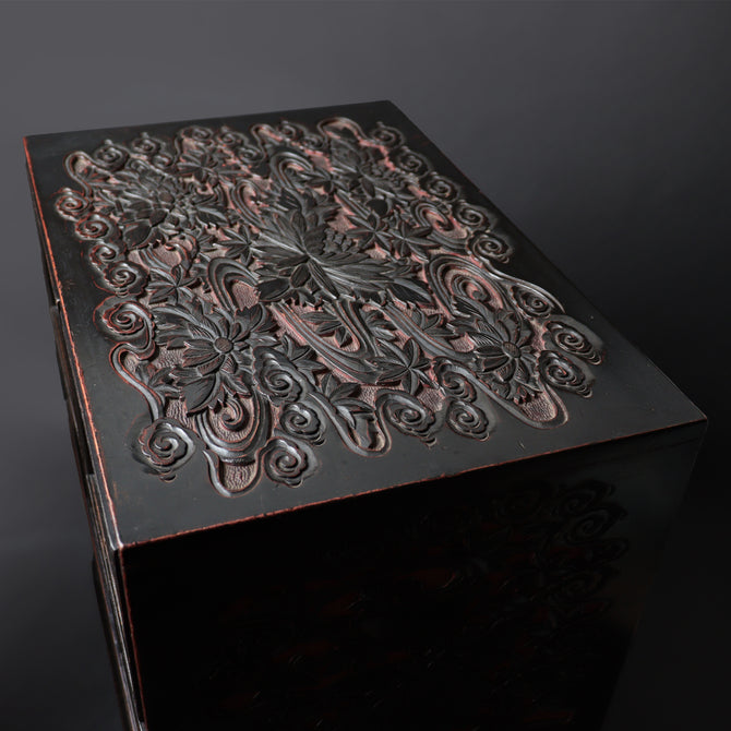 木彫堆朱小抽斗【Small carved wood lacquered chest 】 [k0620]　Japanese  Furniture