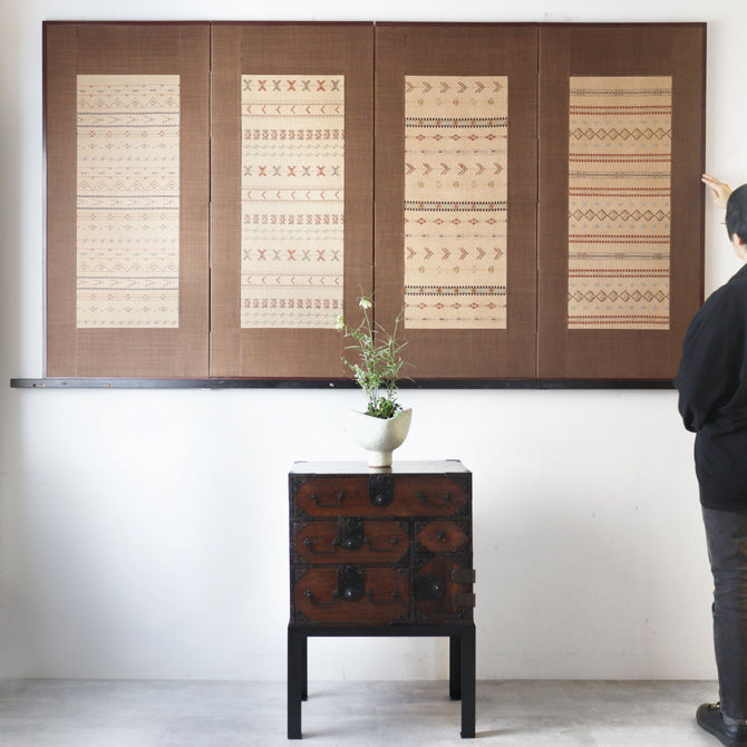 縫取織屏風[k0593]【Textile folding screen】