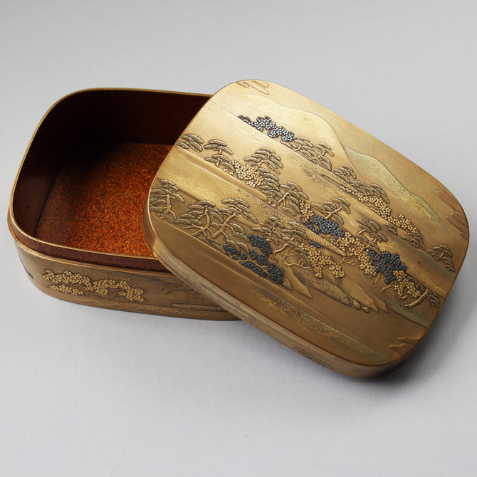 蒔絵八景小筥[k0568]【Lacuerd small box design of eight picturesque sights 】