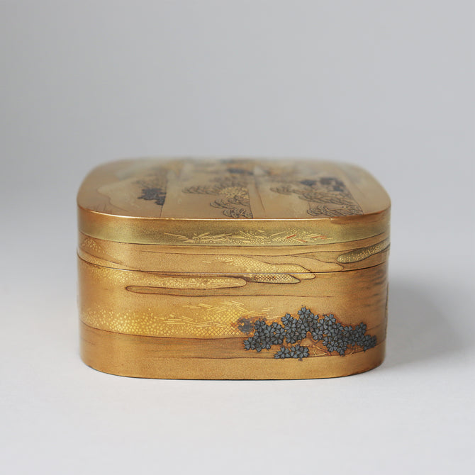 蒔絵八景小筥[k0568]【Lacuerd small box design of eight picturesque sights 】