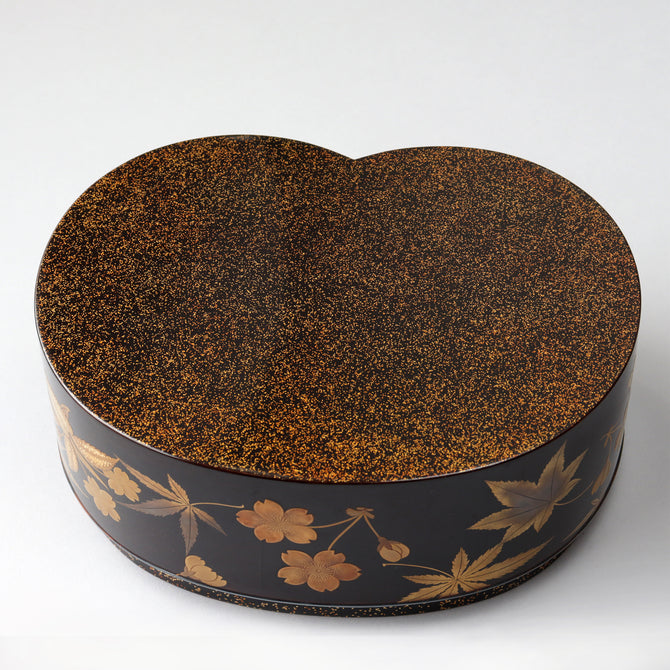 州浜形桜花紅葉図蒔絵箱[k0569]【Lacuerd small box design of cherry blossoms and maple leaves 】