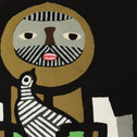 畦地梅太郎 木版画　鳥と山男【 Woodblock print by Umetaro Azechi : Bird and Mountain Man
