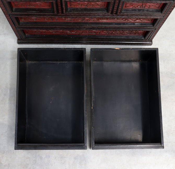 木彫堆朱小抽斗【Small carved wood lacquered chest 】 [k0620]　Japanese  Furniture