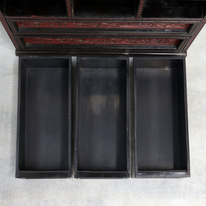 木彫堆朱小抽斗【Small carved wood lacquered chest 】 [k0620]　Japanese  Furniture