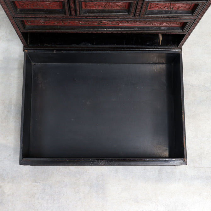木彫堆朱小抽斗【Small carved wood lacquered chest 】 [k0620]　Japanese  Furniture