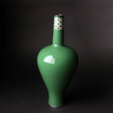 七寶緑釉抽象文花瓶　安藤七宝店謹製 [k0431]　Cloisonne green glazed abstract pattern vase by Ando Cloisonne