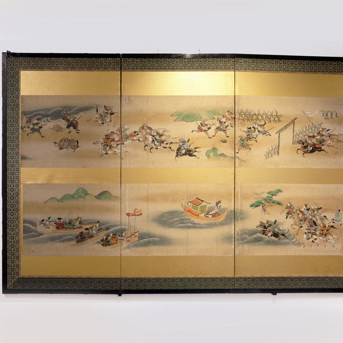 六曲屏風　平家物語絵巻【Folding screen The Tale of the Heike】　[k0595]
