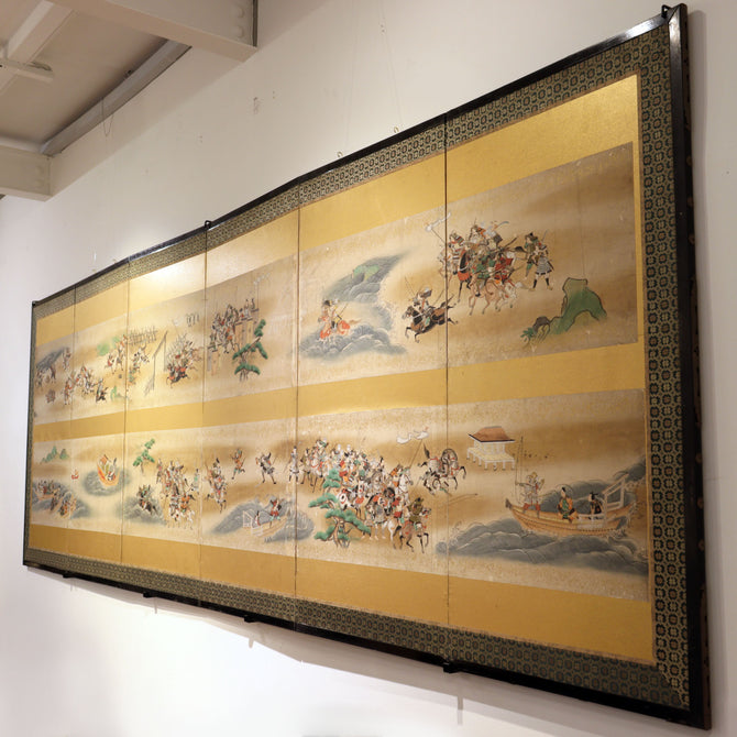 六曲屏風　平家物語絵巻【Folding screen The Tale of the Heike】　[k0595]