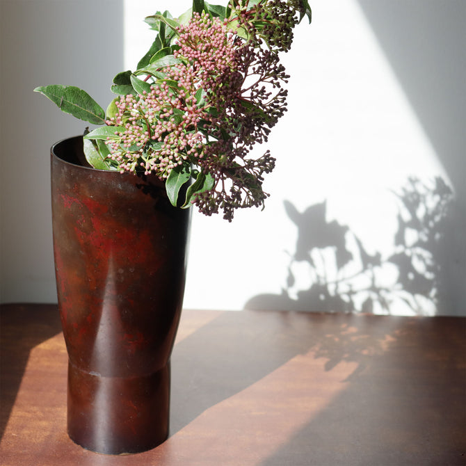 香取正彦／銅花入【Bronze vase by Masahiko Katori】[k0572]
