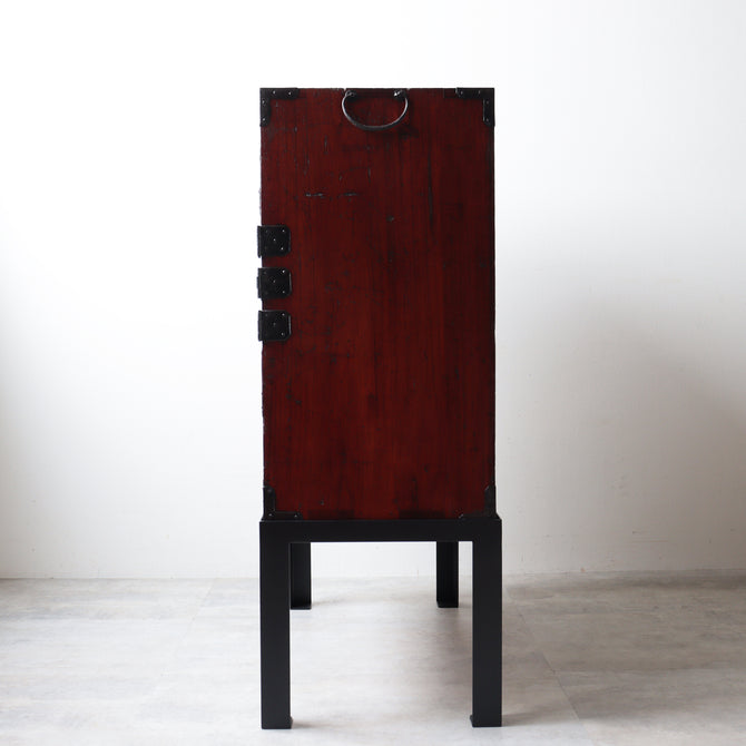 時代箪笥／庄内雪輪紋小箪笥　スタンド付き【SHOUNAI Small chest with metal stand】 [j1228]Japanese Antique Furniture