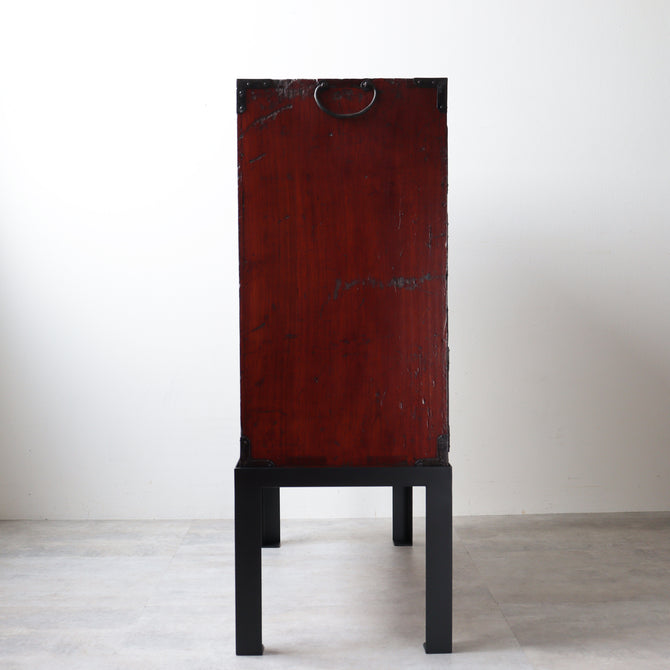 時代箪笥／庄内雪輪紋小箪笥　スタンド付き【SHOUNAI Small chest with metal stand】 [j1228]Japanese Antique Furniture