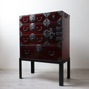 時代箪笥／庄内雪輪紋小箪笥　スタンド付き【SHOUNAI Small chest with metal stand】 [j1228]Japanese Antique Furniture