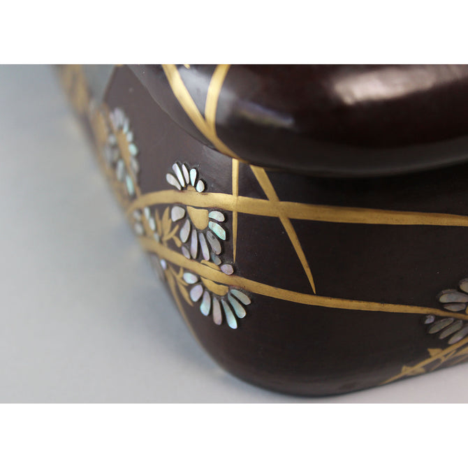 光琳草花図蒔絵硯箱[k0542]【Korin style lacquered writing box】